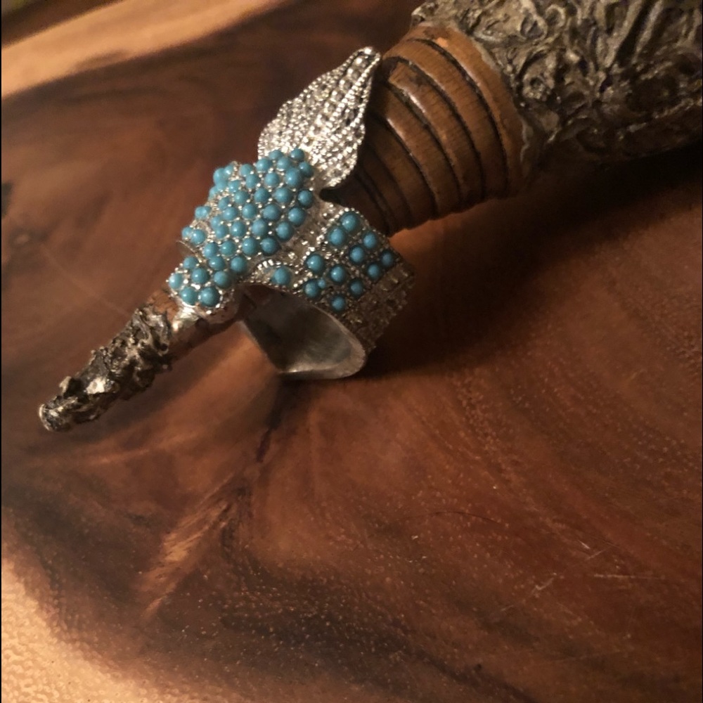 Turquoise Bird Silver Ring ~ Size 9